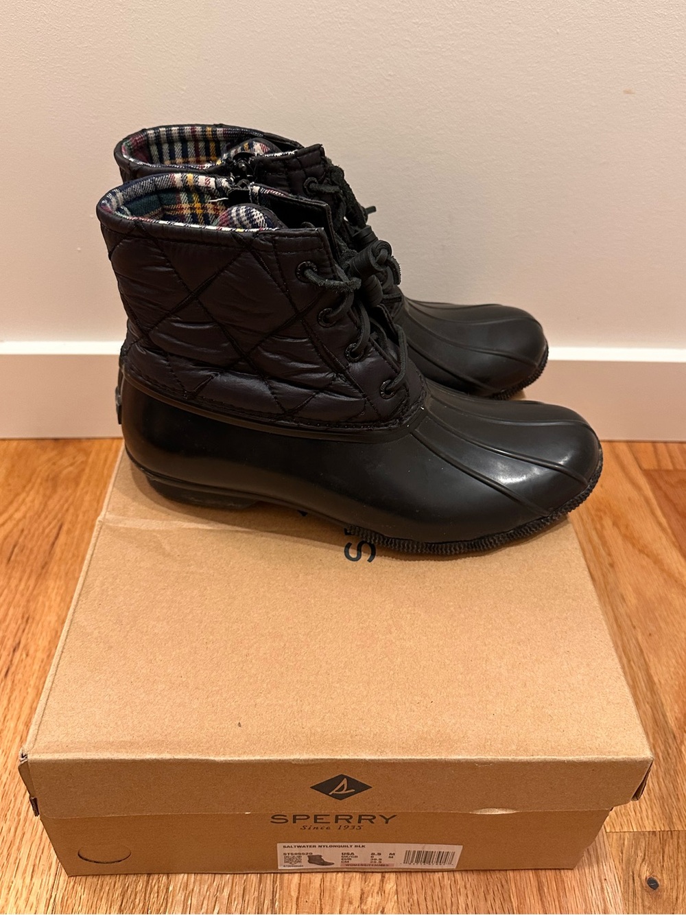 LIKE NEW/EUC Sperry Saltwater Nylon Quilted Duck Boots, Women’s 8.5